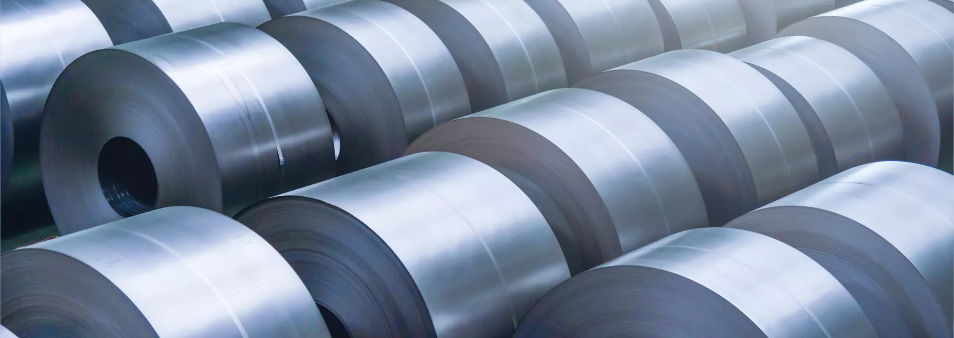 Cold rolled steel coil at storage area in steel industry plant