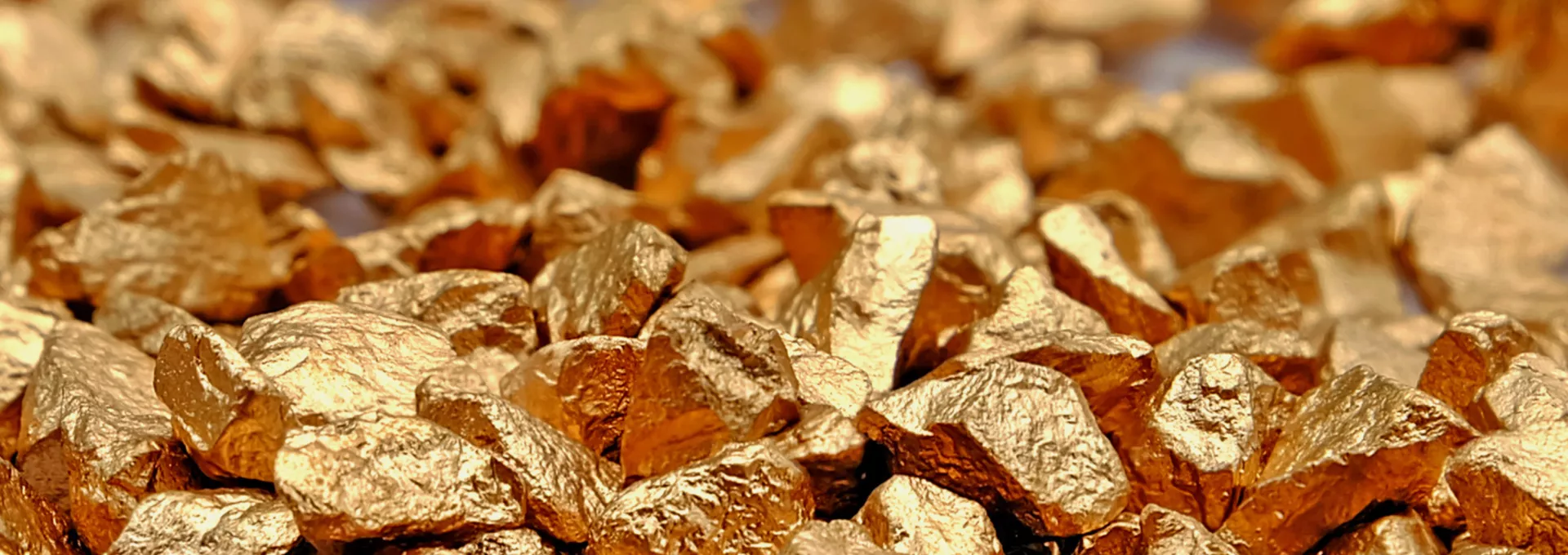 close-up on a pile of gold rocks