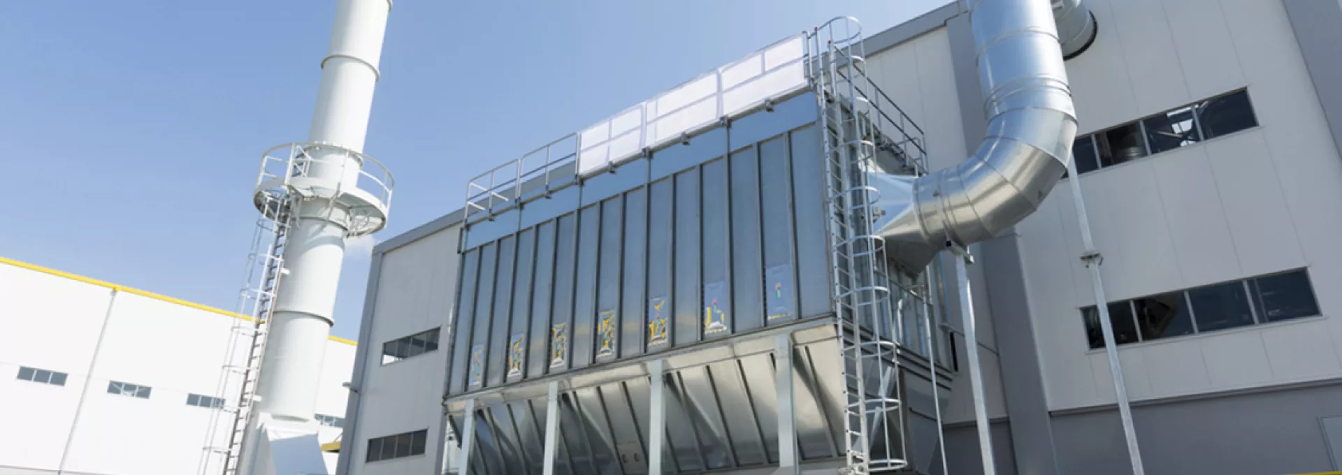 view on a flue gas treatment plant with pipes
