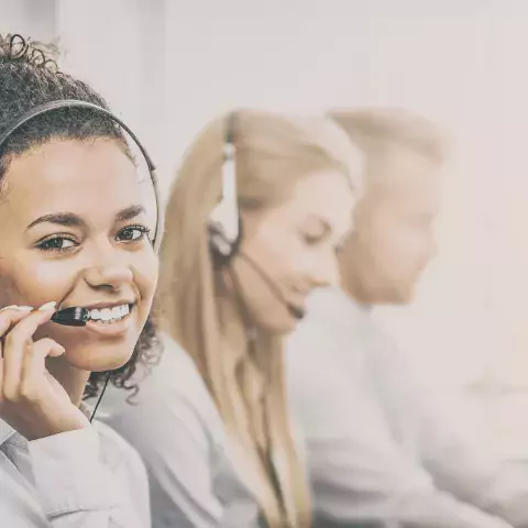 Employees in a call center