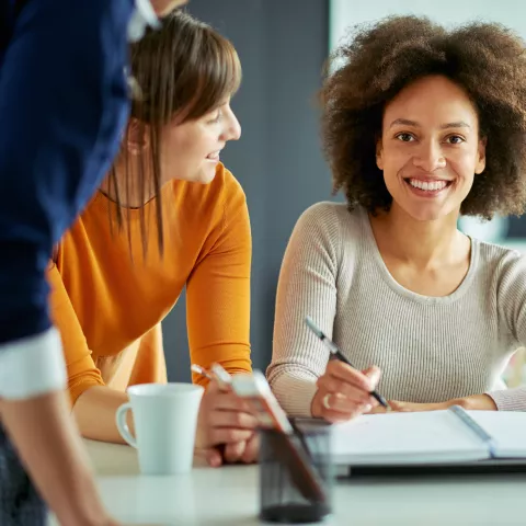 young women working in an office