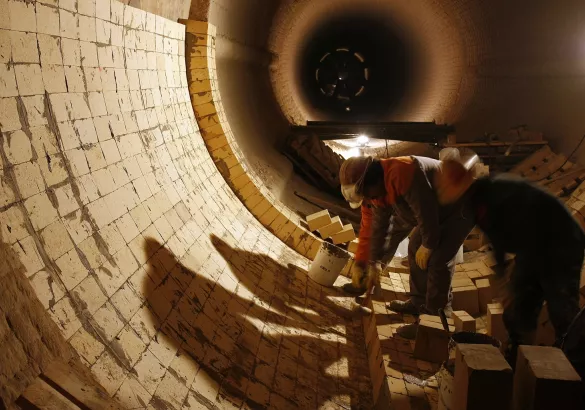 workers in a kiln