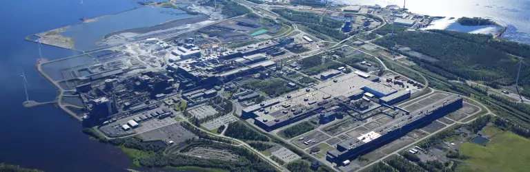 Bird view on Tornio on steel factory in Tornio, Finland