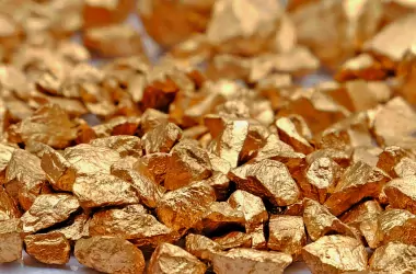 close-up on a pile of gold rocks
