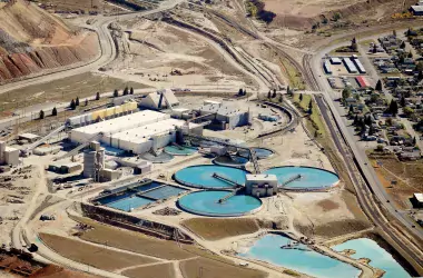 The water treatment facility at a copper mine and processing facility