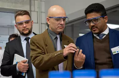 group people visiting an R&D center