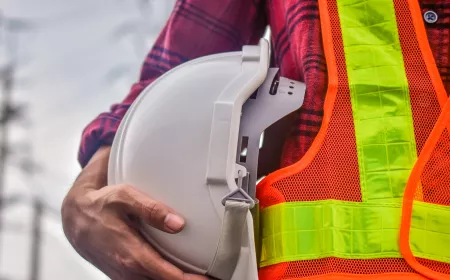 Details of hand holding a helmet