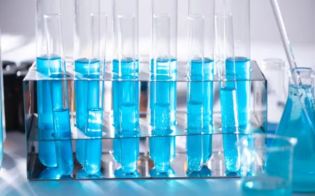 test tube filled with a blue liquid