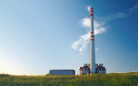 Waste incinerator overview in a middle of a field