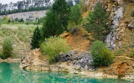 quarry with trees and lake