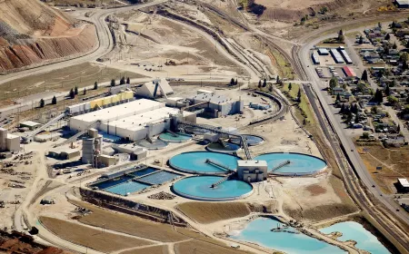 The water treatment facility at a copper mine and processing facility