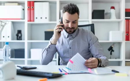 man working in an office