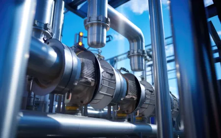 A detailed image of a modern gas cleaning system, capturing a series of tall cylindrical scrubbers. These scrubbers remove harmful pollutants and contaminants from the flue gas emitted